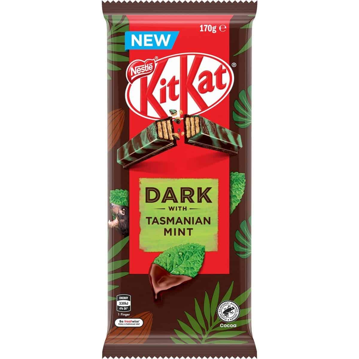 Nestle Kit Kat Tasmanian Mint Slab  HEAT SENSITIVE ITEM. PLEASE ADD ITEM 122942 TO THE ORDER TO TRY TO PROTECT CHOCOLATES FROM HEAT DAMAGE. 160g