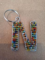 African Hut African Beaded Keyring Alphabet Letter N 23g