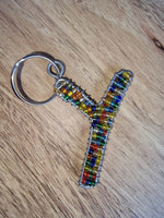 African Hut African Beaded Keyring Alphabet Letter Y 23g