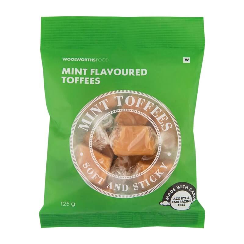 Woolworths Mint Flavoured Toffees Bag 125g