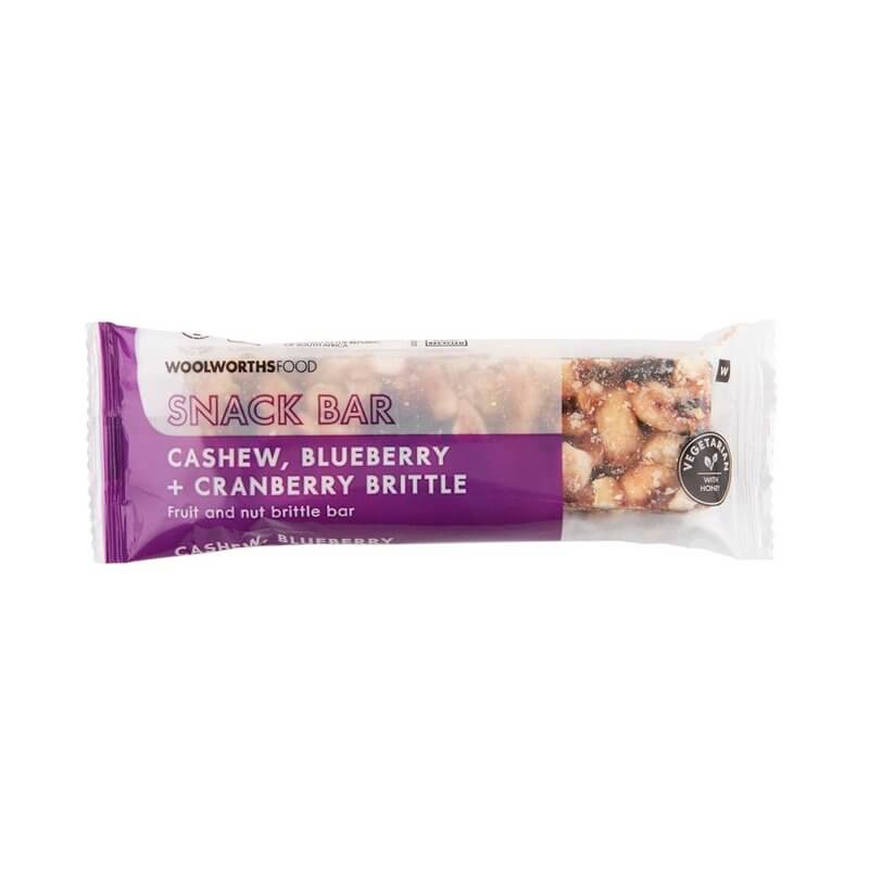 Woolworths Cashew Blueberry and Cranberry Brittle Snack Bar 50g