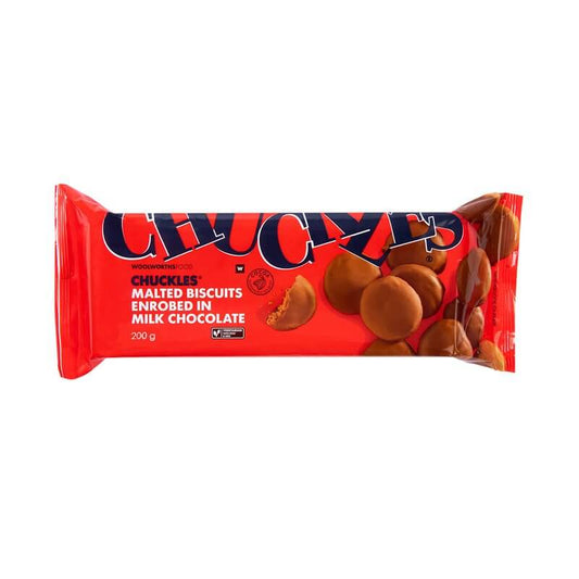 Woolworths Chuckles Malted Biscuits Enrobed in Milk Chocolate 200g