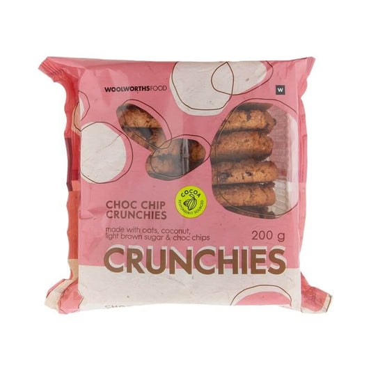 Woolworths Choc Chip Crunchie Biscuits 200g