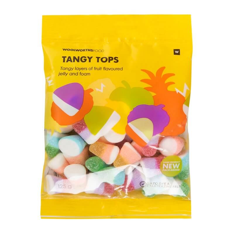 Woolworths Tangy Tops Jelly Faom Gummies 125g