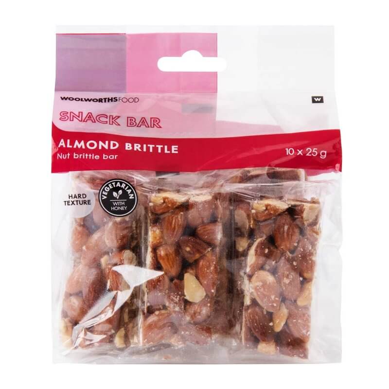 Woolworths Almond Brittle Snack Bars Multipack 10pk 250g
