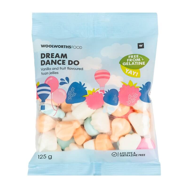 Woolworths Dream Dance Do Vanilla and Fruit Flavoured Foam Jellies 125g