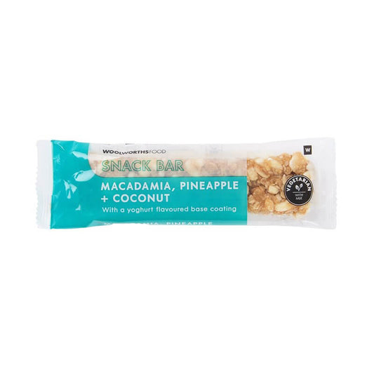 Woolworths Macadamia Pineapple and Coconut with Yoghurt Base Snack Bar 50g
