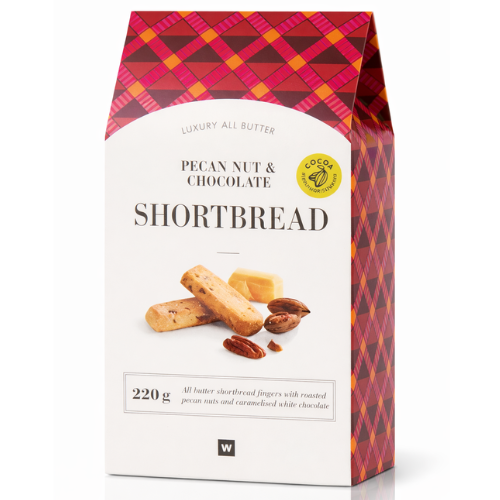 Woolworths All Butter Pecan Nut and Chocolate Shortbread Fingers 220g