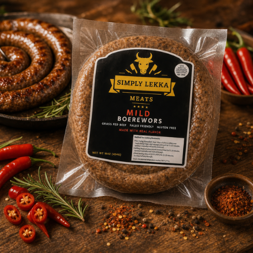 Simply Lekka Meats Mild Boerewors NEW Frozen 454g