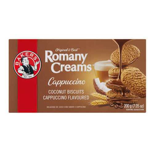 Bakers Romany Creams Cappuccino (Kosher) HEAT SENSITIVE ITEM. PLEASE ADD ITEM 122942 TO THE ORDER TO TRY TO PROTECT CHOCOLATES FROM HEAT DAMAGE 200g