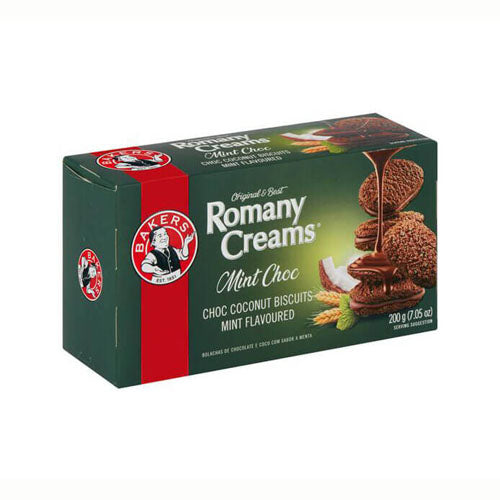 Bakers Romany Creams Mint Chocolate (Kosher)  HEAT SENSITIVE ITEM. PLEASE ADD ITEM 122942 TO THE ORDER TO TRY TO PROTECT CHOCOLATES FROM HEAT DAMAGE. 200g