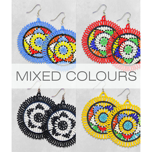 African Hut Large Circle Earrings Colors Varies 40g