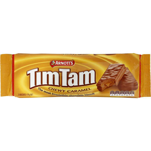 Arnotts Timtam Chewy Caramel Biscuits (9pk) HEAT SENSITIVE ITEM. PLEASE ADD ITEM 122942 TO THE ORDER TO TRY TO PROTECT CHOCOLATES FROM HEAT DAMAGE 175g