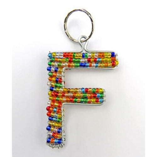 African Hut African Beaded Keyring Alphabet Letter F 23g