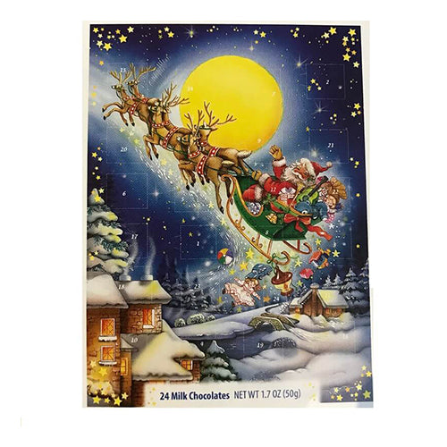 Advent Calendar Erikas Traditional Advent Calendar BLUE Santa and Sleigh 50g