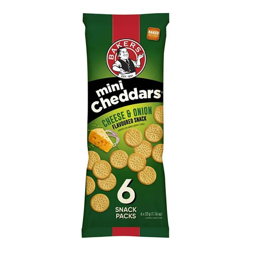 Bakers Mini Cheddars Cheese and Onion 6pk 198g
