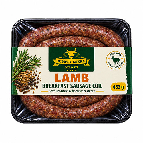 Simply Lekka  Lamb Breakfast Sausage Coil 453g