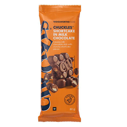 Best By Woolworths Chuckles Shortcake in Milk Chocolate Slab 80g