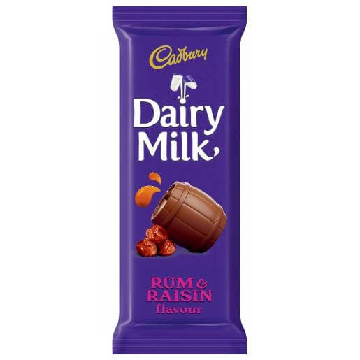 Cadbury Rum and Raisin Bar HEAT SENSITIVE ITEM. PLEASE ADD ITEM 122942 TO THE ORDER TO TRY TO PROTECT CHOCOLATES FROM HEAT DAMAGE 80g