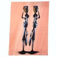 African Hut African Art Water Carriers in Peach Tones (30" X 18") 50g
