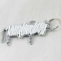 African Hut Beaded Keyring White Buffalo 23g