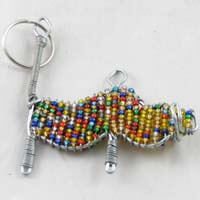 African Hut Beaded Keyring Warthog Multi-Coloured 28g