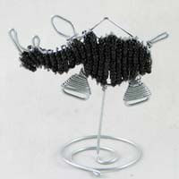 African Hut Beaded Place Card Holder Rhino Black Colour 26g