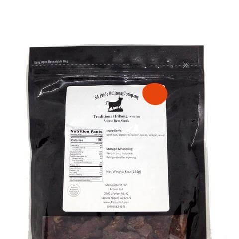SA Pride Biltong - Traditional (with Fat) Sliced Beef Steak 0.5lb