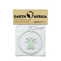 African Hut Silver Angel in A Beaded Circle Tree Ornament 50g