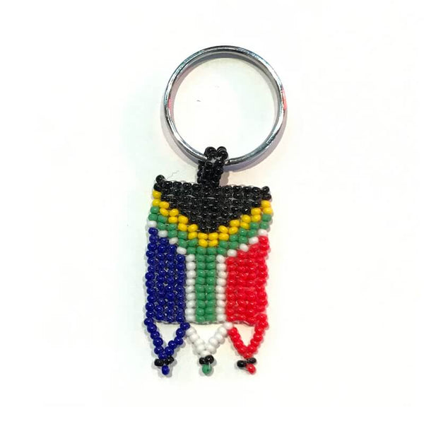 African Hut Beaded South African Flag Keyring 25g