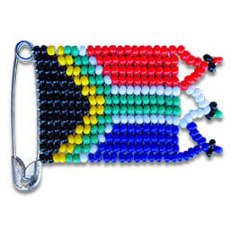 African Hut Beaded Pin Badge with South African Flag 10g