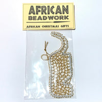 African Hut Beaded Gold and White Elephant 18g